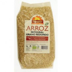 Arroz integral de 1kg de grãos redondos. Biogra