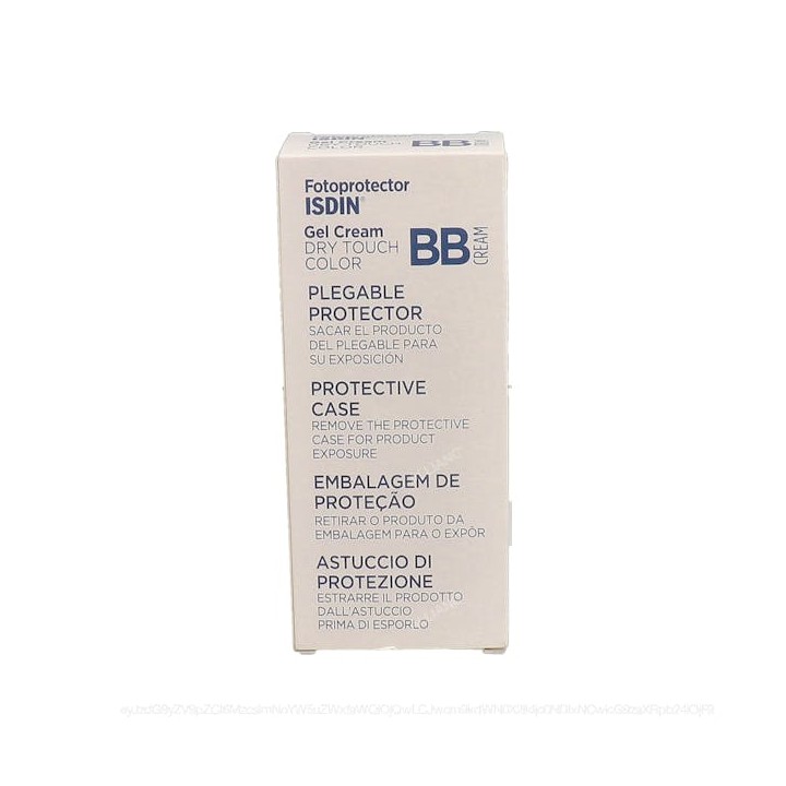 50 + Sunscreen Cream Dry Touch Gel with color. Isdin.