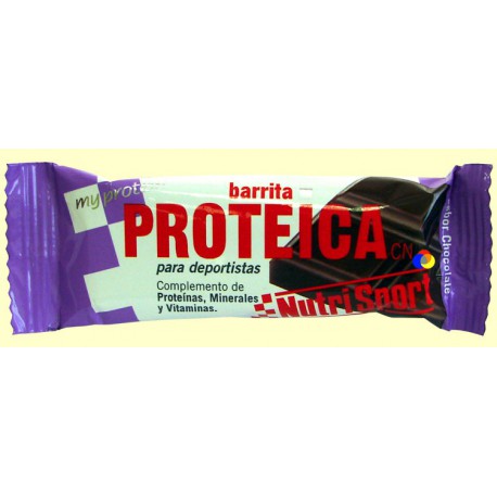Barre de protéine de chocolat. NutriSport.