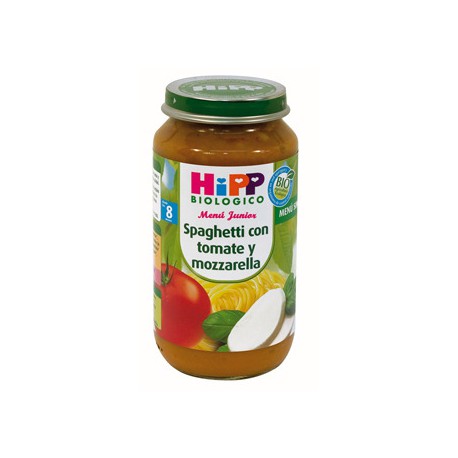 Hipp Biológico Menú Junior . (Potitos) Espagueti con tomate y mozzarella Hipp 250 gr. 8 Meses+